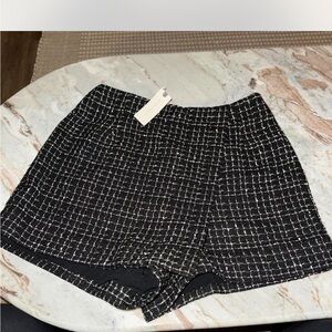 Maeve High Waist Black and White Tweed Shorts